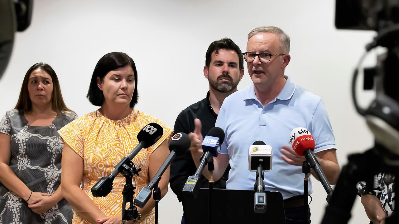 Anthony Albanese and Natasha Fyles made the emergency visit to Alice Springs last week. Picture: NCA NewsWire / Sabine Haider