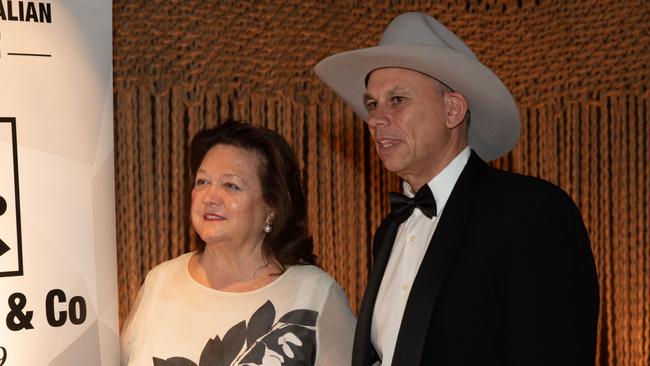 Hancock Prospecting executive chair Gina Rinehart and Hancock Agriculture CEO Adam Giles in London this year. Picture: Lionel Derimais