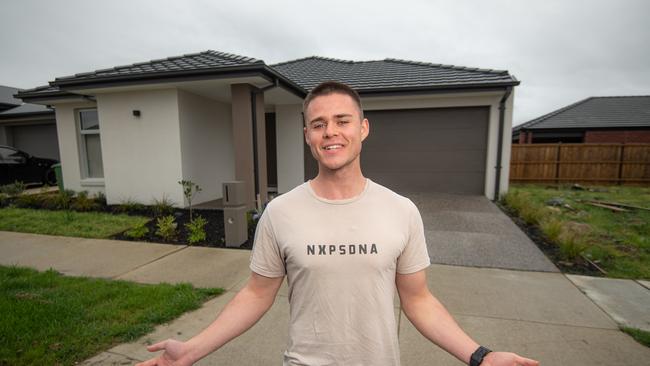 Plant operator Jamie Stock, 22, used the First Home Loan Deposit Scheme to buy his first property, a four-bedroom home. It meant he only need a five per cent deposit saved. He saved $40,000 towards making the purchase of $505,000. Picture: Jason Edwards.