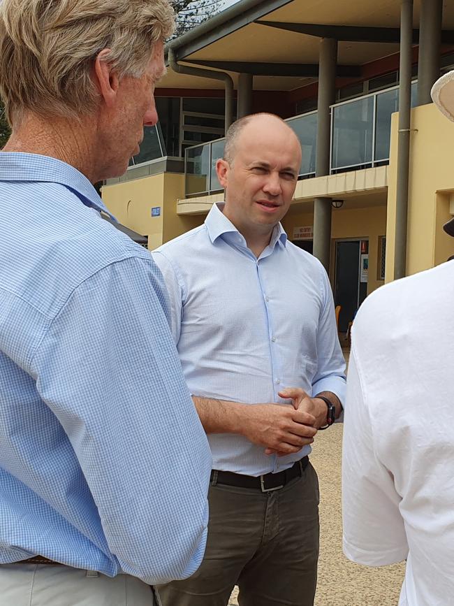 Minister for Environment Matt Kean talking to locals at Terrigal Beach