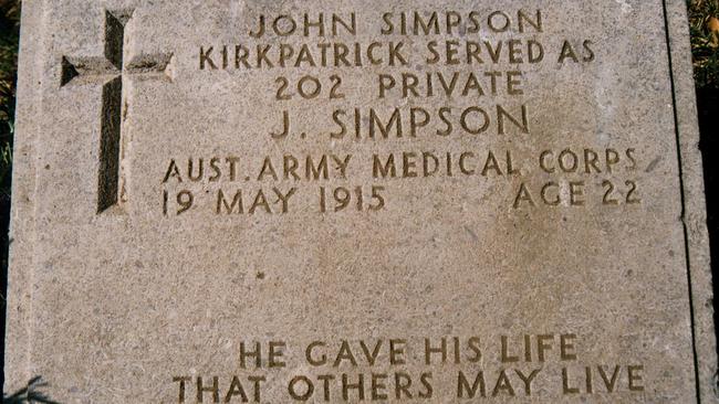 Simpson’s grave at Anzac Cove in Gallipoli. Picture: Supplied