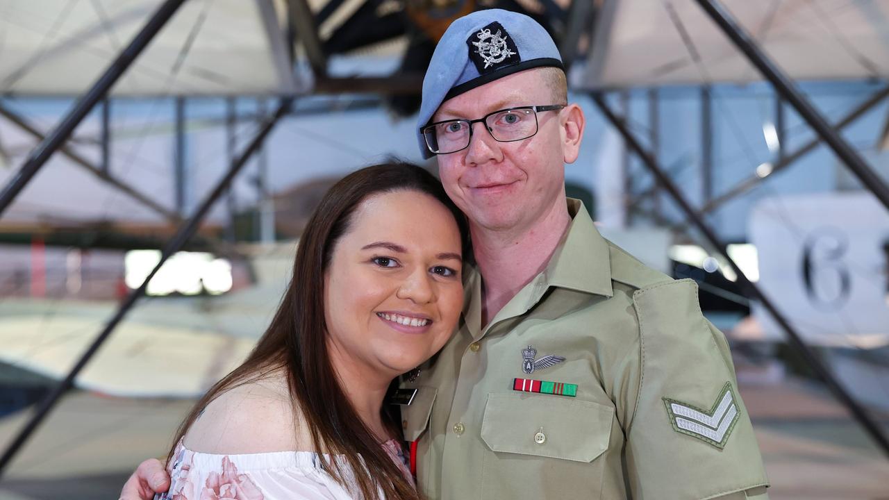 Corporal Alex Naggs and his partner Sarah Loft on his graduation day. Picture: Supplied