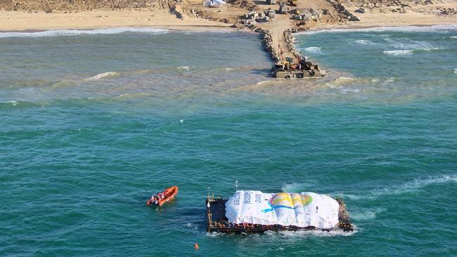 A barge carrying humanitarian aid being transported towards the Gaza Strip. Picture: AFP