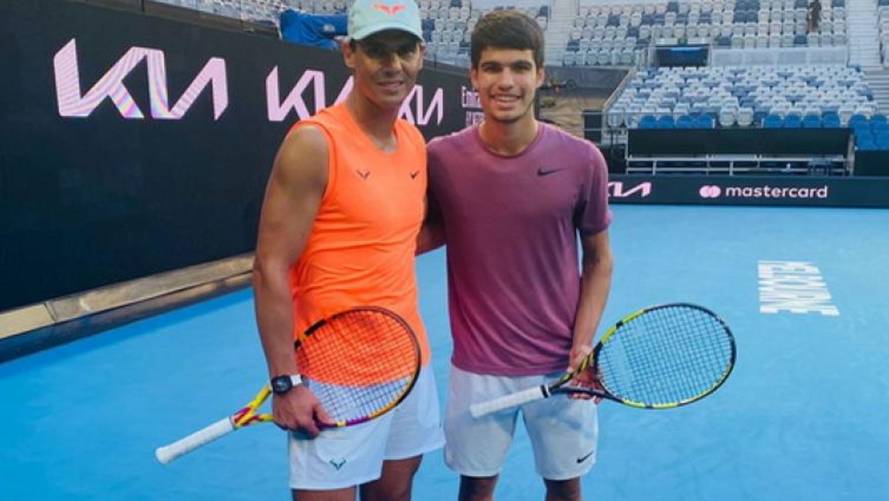 Rafael Nadal with 17-year-old prodigy Carlos Alcaraz.