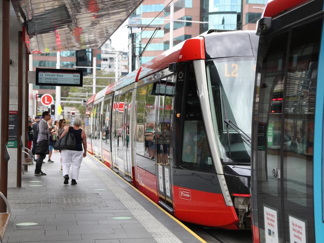 Three light rail services were boarded at Central station city bound around midday . Most carriages had very few people onboard .picture John Grainger