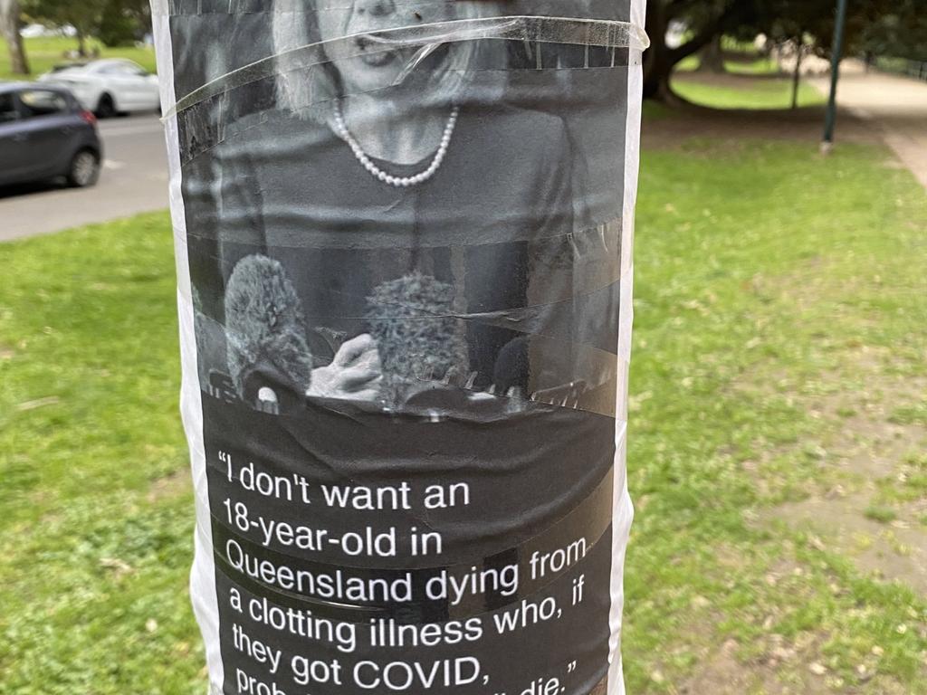 The poster featuring Queensland chief health officer Jeannette Young’s quote. Picture: Twitter @NadiasDaly