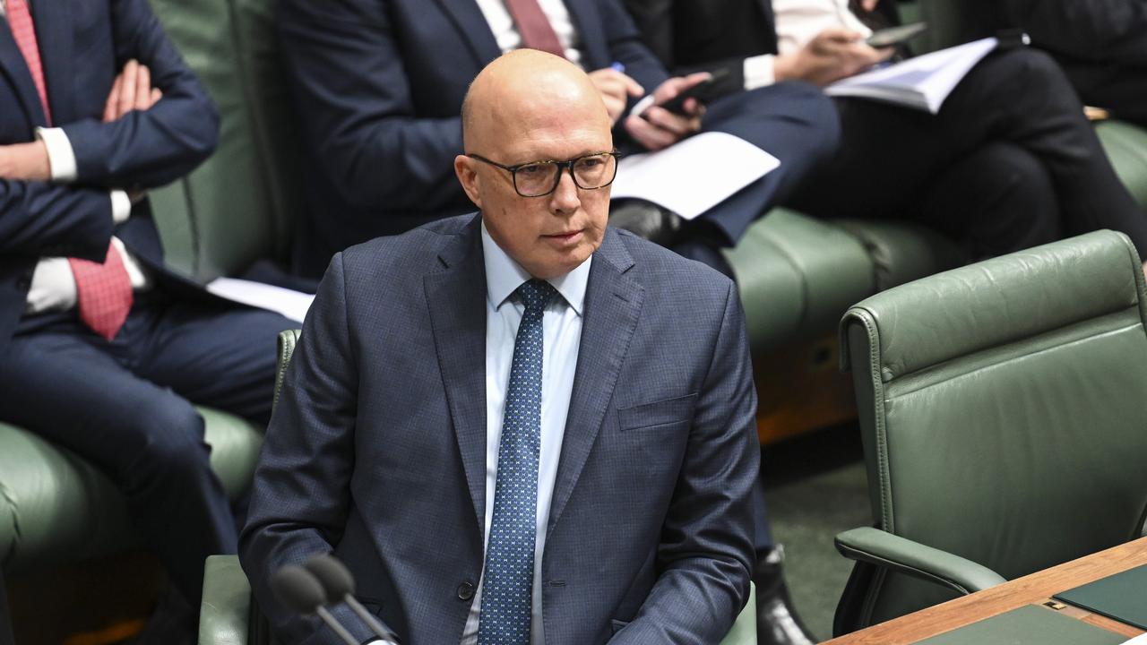 Opposition leader Peter Dutton during Question Time. Picture: NewsWire / Martin Ollman