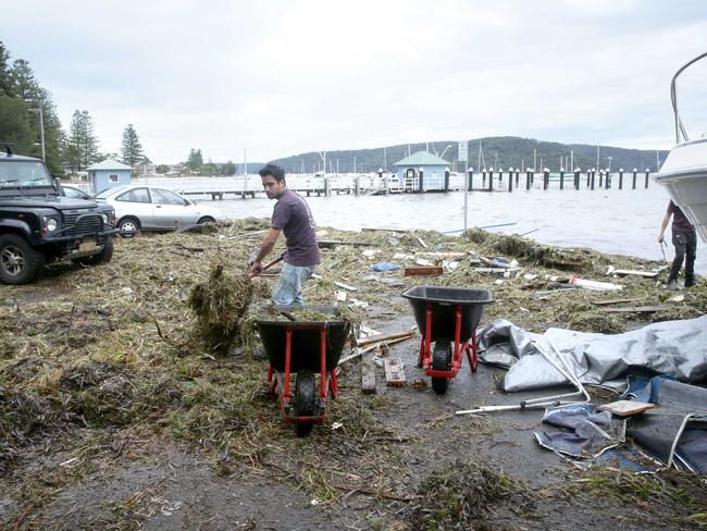 Palm beach wharf remains under threat after waves pounded the Pittwater waterfront.