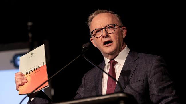 Anthony Albanese announces Labor’s national cultural policy at The Esplanade Hotel in Melbourne’s St Kilda on Monday. Picture: NCA NewsWire / David Geraghty