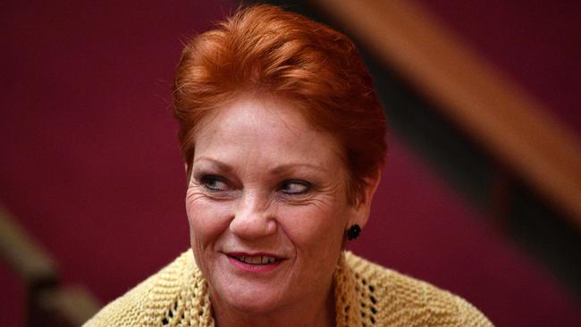 One Nation leader Senator Pauline Hanson during the debate on the Espionage and Foreign Interference Bill in the Senate chamber at Parliament House in Canberra, Wednesday, June 27, 2018. (AAP Image/Mick Tsikas) NO ARCHIVING