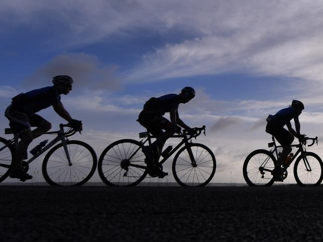 GEELONG, AUSTRALIA - JANUARY 26: Silhouet / Detail view / during the 5th Cadel Evans Great Ocean Road Race, Swisse People's Ride a 115km fans ride on January 26, 2019 in Geelong, Australia. (Photo by Tim de Waele/Getty Images)