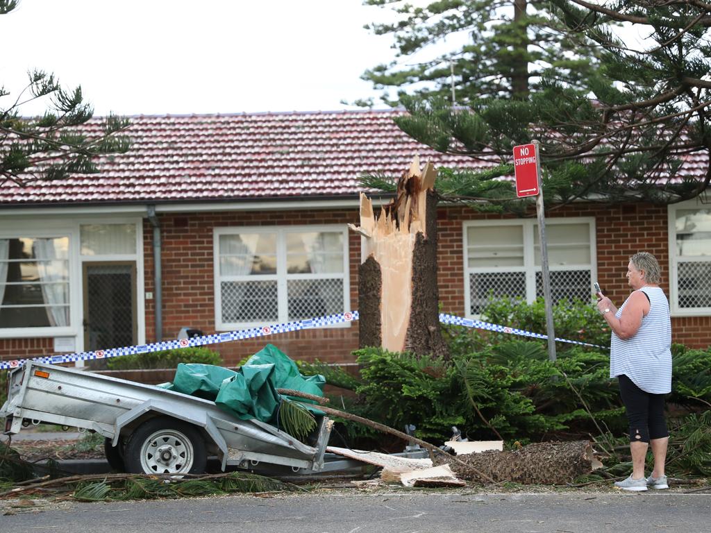 Storm damage at Narrabeen surf club Carpark. Picture: John Grainger