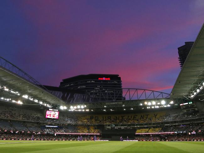 MELBOURNE, AUSTRALIA - JANUARY 07: A general view during the Big Bash League match between the Melbourne Renegades and the Hobart Hurricanes at Marvel Stadium on January 07, 2019 in Melbourne, Australia. (Photo by Darrian Traynor/Getty Images)