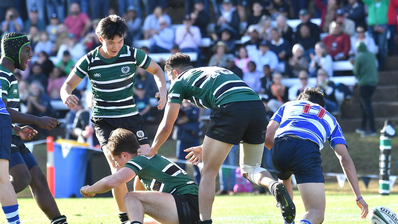 BBC players celebrate a try earlier in the season. Picture, John Gass