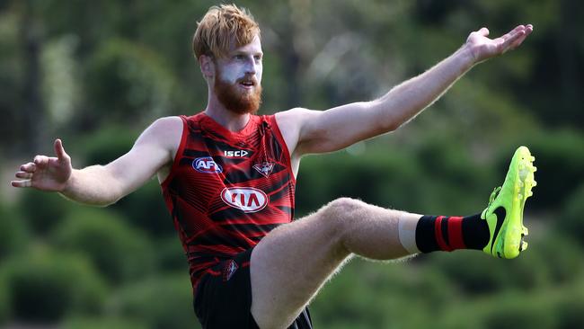 Aaron Francis at Essendon training. Picture: George Salpigtidis