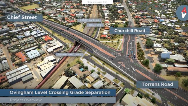 The upgrade will elevate Torrens Rd over the train line.