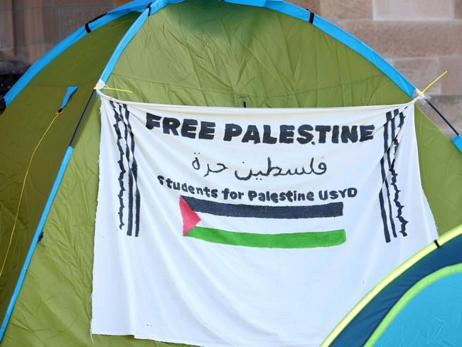 The pro-Palestine camp at Sydney University. Picture: Damian Shaw