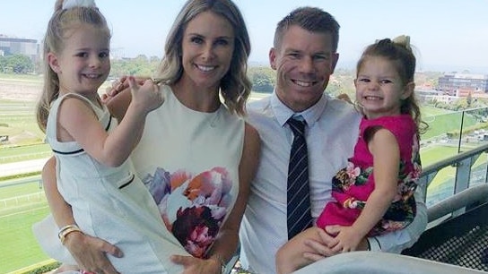 David Warner and his wife Candice and children Ivy Rae and Indi Mae. Picture: Instagram