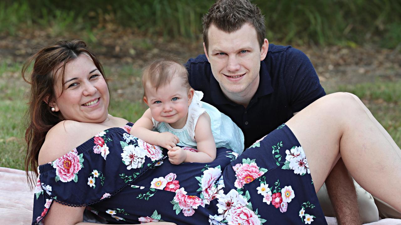 Boxer Jeff Horn is seen with his wife Joanna and child Isabelle during a  media opp at the Caxton Hotel in Brisbane, Wednesday, May 23, 2018. Jeff  Horn will face American Boxer