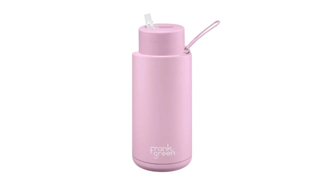 34oz (1 litre) Frank Green Stainless Steel Ceramic Reusable Bottle with Straw Lid. Picture: The Iconic.
