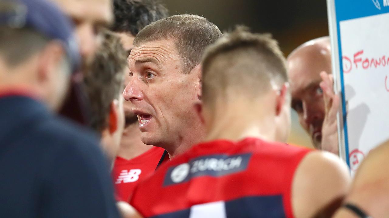 Simon Goodwin has been put under the blowtorch following Melbourne’s horror loss to Port Adelaide. Picture: Jono Searle/AFL Photos/via Getty Images