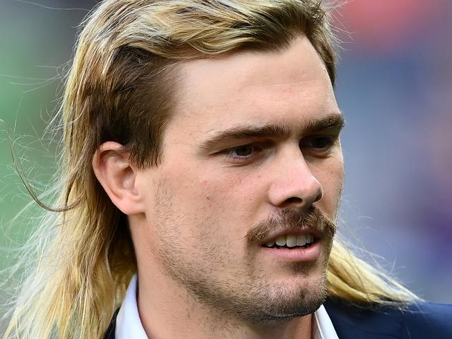 MELBOURNE, AUSTRALIA - MARCH 24:  Ryan Papenhuyzen of the Storm looks on before the round four NRL match between the Melbourne Storm and Wests Tigers at AAMI Park on March 24, 2023 in Melbourne, Australia. (Photo by Quinn Rooney/Getty Images)