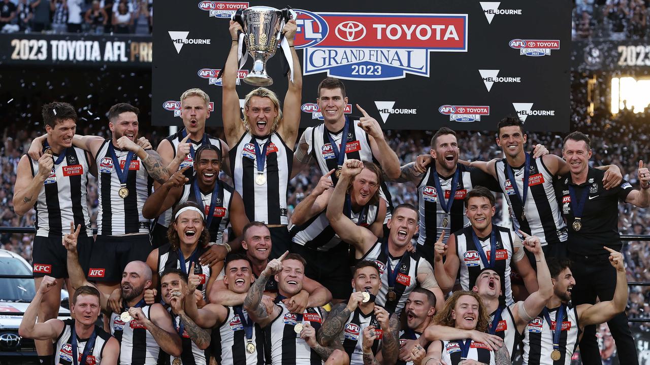 The Pies joined Carlton and Essendon at the top of the premiership tree after their epic win. Picture by Michael Klein