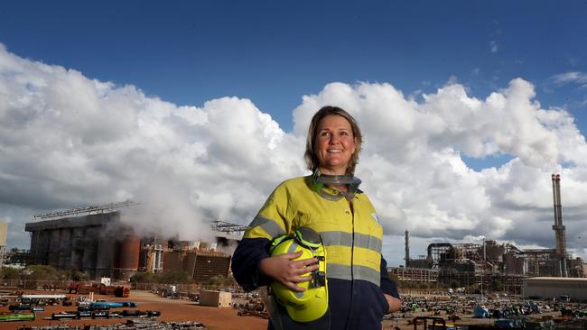 Alcoa’s Rebecca Hudson at the Wagerup Refinery in WA. Picture: Colin Murty