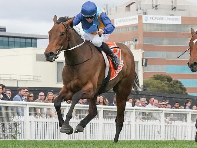 Charm Stone ridden by Damian Lane wins the Neds Quezette Stakes  at Caulfield Racecourse on August 19, 2023 in Caulfield, Australia. (Photo by Scott Barbour/Racing Photos via Getty Images)