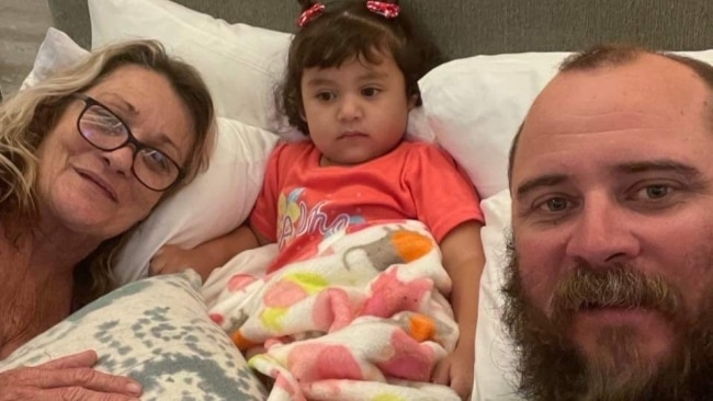 Adelynn, the daughter of missing woman Tahnee Shanks, has been reunited with her grandmother and uncle in Mexico. Picture: Supplied