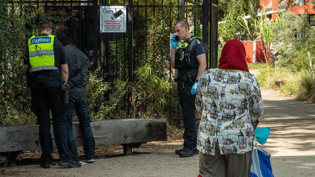 A man is arrested inside Richmond primary school grounds. Picture: Jason Edwards