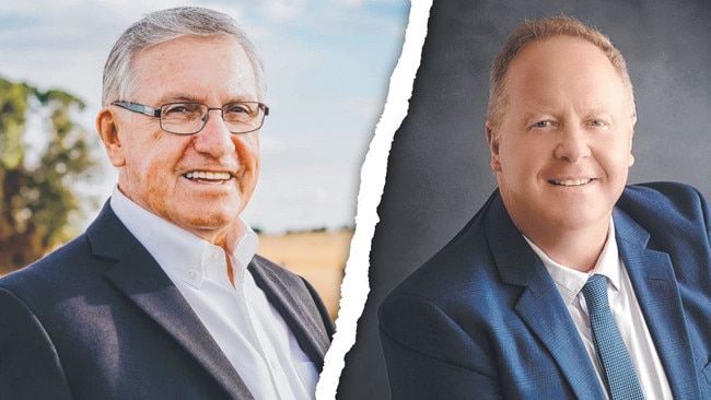 Front-running South Burnett mayoral candidates Keith Campbell and Brett Otto.