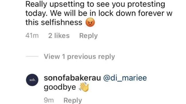 Comments on the Son of a Baker Instagram which have since been deleted.