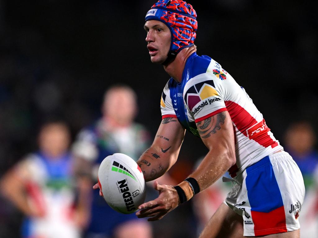 Kalyn Ponga needed some help from his team against the Warriors. Picture: Hannah Peters/Getty Images