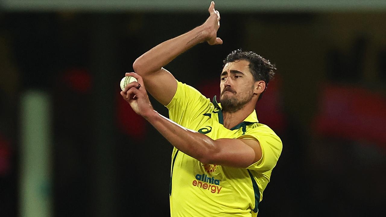 Starc wasn’t in the mood. (Photo by Cameron Spencer/Getty Images)