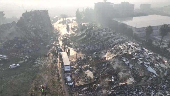 Drone footage shows devastation from Turkey quake