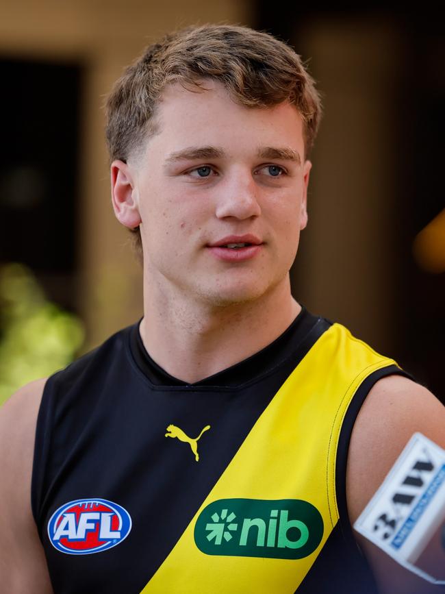 Richmond’s No. 1 draft pick Sam Lalor. (Photo by Dylan Burns/AFL Photos via Getty Images)