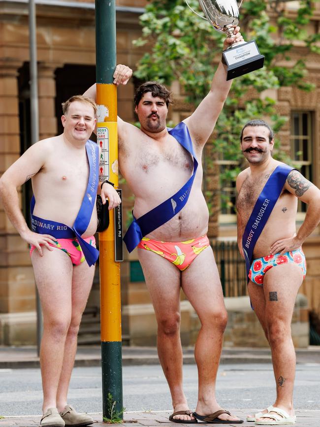 Budgy Smuggler has flown in 10 finalists from Canada, France, Fiji, the United States, and the United Kingdom to compete poolside at The Ivy this Saturday. Picture: David Swift/The Daily Telegraph.