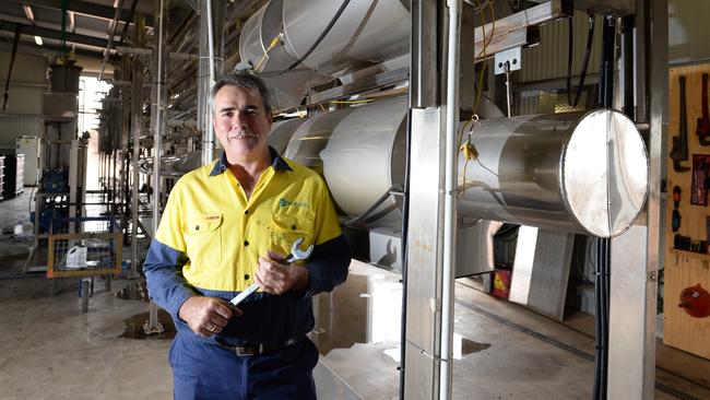 Professor David Lewis CEO of Muradel which turns old car tyres into crude oil with his crude oil reactor at Whyalla. Picture Campbell Brodie.