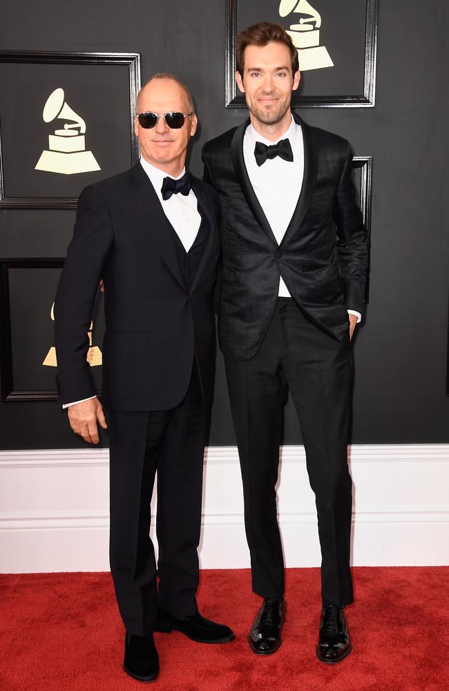 Michael Keaton and Sean Douglas attend The 59th GRAMMY Awards at STAPLES Center on February 12, 2017 in Los Angeles, California. Picture: Getty