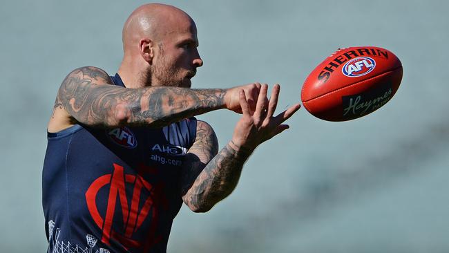 Nathan Jones at Melbourne training in Perth. Picture: Daniel Wilkins