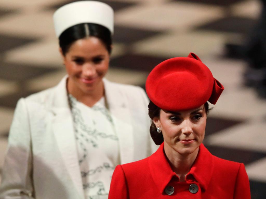 Meghan Markle and Kate Middleton are said to have a difficult relationship. Picture: Kirsty Wigglesworth/AFP