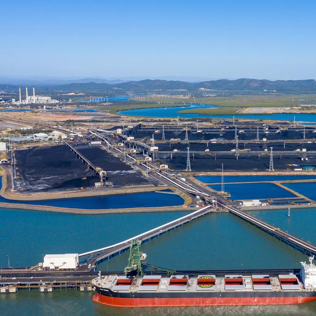 The Port of Gladstone’s RG Tanna Coal Terminal, where four wharves are used to export cokingcoal to Japan, South Korea, Taiwan, India, Italy and France. Picture: Dan Peled.