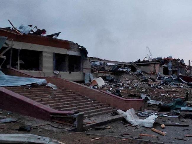 Damaged buildings following an attack on the Yavoriv military base Picture: @BackAndAlive/via Reuters