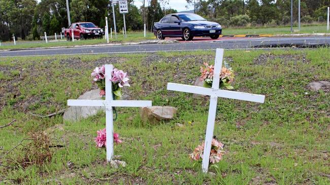 Removed but in good hands: Memorials on the New England Highway. Picture: Liana Walker