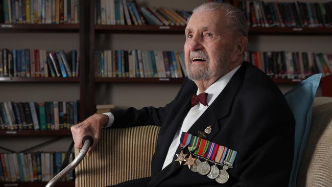 World War II veteran John Macdonald will enjoy a cold beer or two today to remember his mates. Picture: Glenn Hampson