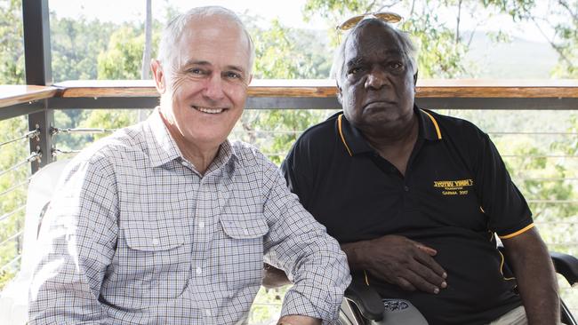 Yunupingu with Malcolm Turnbull at Garma in 2017. Picture: Teagan Glenane