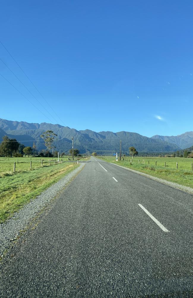 The drive through lush fields to Hokitika Gorge. Picture: Jack Evans