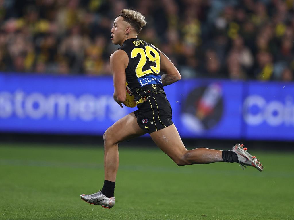 Richmond’s Shai Bolton in action during the Dreamtime at the ‘G clash in 2022. Picture: Michael Klein