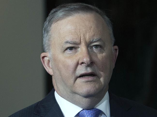 CANBERRA, AUSTRALIA-NCA NewsWire Photos 6 OCTOBER 2020: Opposition Leader Anthony Albanese with Chris Bowen during a press conference at Parliament House in Canberra on Budget Day 6 October 2020.Picture: NCA NewsWire / Gary Ramage